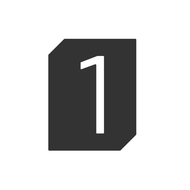 Natpis za vrata ili zid "1" / Crna mat