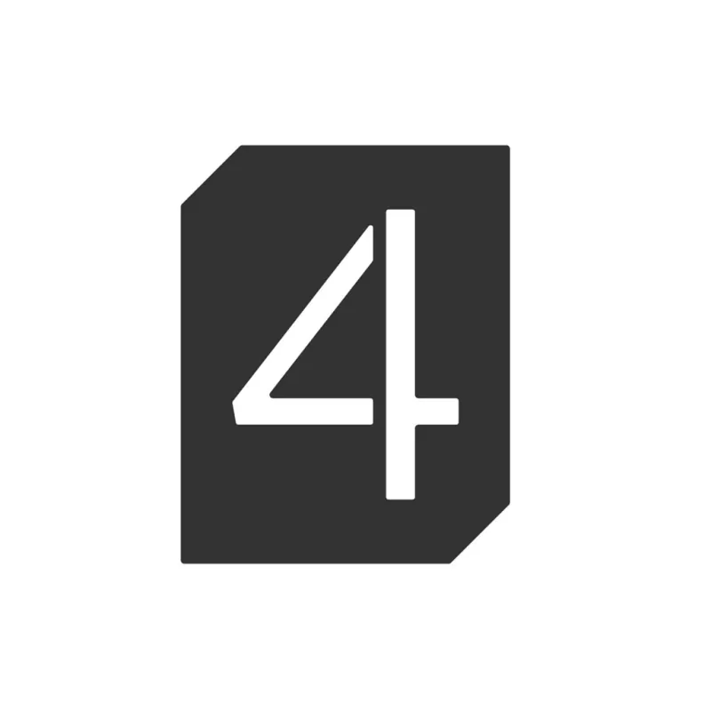 Natpis za vrata ili zid "4" / Crna mat