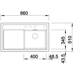 Kamenin sudoper Blanco ZENAR 45 S s ekscentrom / Siva vulkan desni