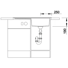 Kamenin sudoper Blanco ZENAR 45 S s ekscentrom / Siva vulkan desni