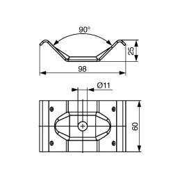 Kutni spoj stola 60 mm / Bijeli cink