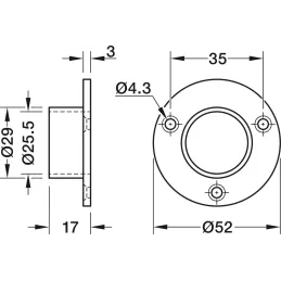 Završetak za garderobnu šipku - okrugli / Zlatna