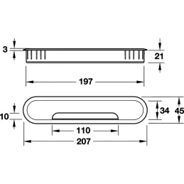 Prolaz za kabele MINIMA 207 x 45 mm / Aluminij
