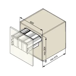 Izvlačni kanta za otpad STAR 600mm - 2x17L + 2x8L s ručkama za vrata / Antracit