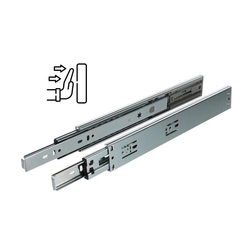 Ležajna potpuna izvlačna vodilica 45 mm EURO / Bez ručkica za otvaranje