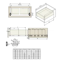 Ležajevi izvlačak 45 mm STANDARDIA donja montaža / Bez prigušivanja