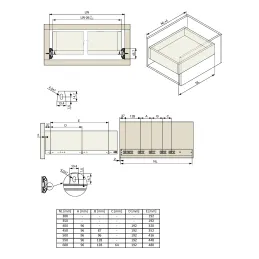 Ležajna potpuna izvlačna vodilica 45 mm EURO donja montaža / s ublaživačem