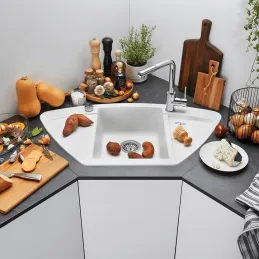 Kameninovski kutni sudoper Blanco ZIA 9 E / Crna