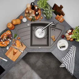 Kamenin sudoper kutni Blanco ZIA 9 E / Siva vulkan