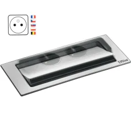 Električna podizna utičnica EVOline BackFlip FRENCH + 1x USB punjač / Imitacija nehrđajućeg čelika