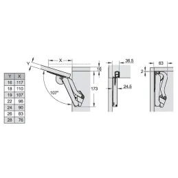 Preklopni mehanizam KESSEBOHMER FREEspace mini PTO / Antracit