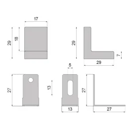 Metalni kutnik s PVC poklopcem / Siva