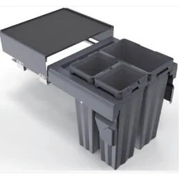 Izvlačni koš za otpad LIGNANO 600mm - 2 x 13 + 1 x 28L / Antracit