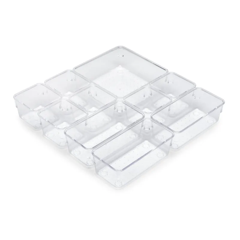 Organizator za kupaonsku ladicu CUBE - 10 kutija / Prozirno