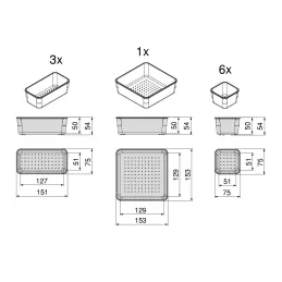Organizator za kupaonsku ladicu CUBE - 10 kutija / Prozirno