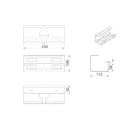 Držač za kabele ispod stola AURO 250 mm / Crna mat