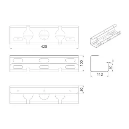 Držač za kablove ispod stola AURO 420 mm / Crna mat