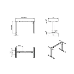 Električni okvir stola s podesivom visinom MAROL / Crna