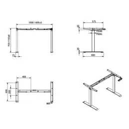 Visinski podesiva stolna konstrukcija MAROL Manual / Bijela