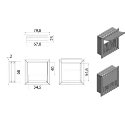 Prelazni okvir za kabele MONET 80 x 80 mm / Crna mat