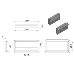 Prolaznica za kabele MONET 160 x 80 mm / Aluminij