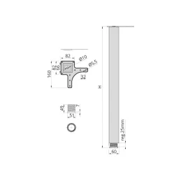 Stolna noga MODERNA 60x60 / Bijela