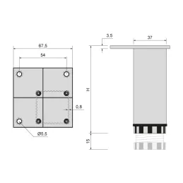 Namještajna nožica MANA / Aluminij