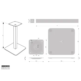 Stolni podnožje LUXIA / Crna mat
