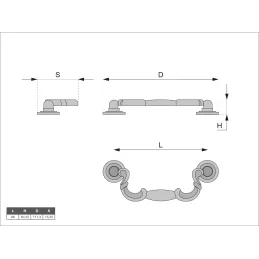 Ručka FLORA / Staro mesing