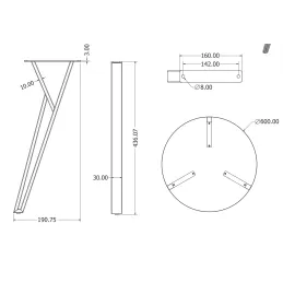 Set od 4 kom dizajnerskih nogu za konferencijski stol OSAKA COFFEE / Crna mat