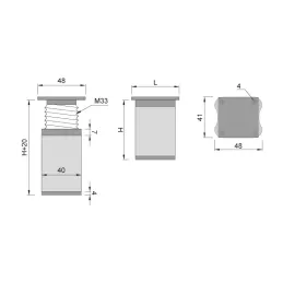Noga za namještaj LEX / Sjajni krom - siva