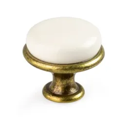 Ručka knopka LUNAS / Staromjedena - Bijela mliječna