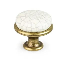 Ručka knopka LUNAS / Starinska mjedi - ispucana keramika