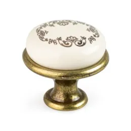 Ručka knopka LUNAS / Stara mjedi - uzorak ornamenata