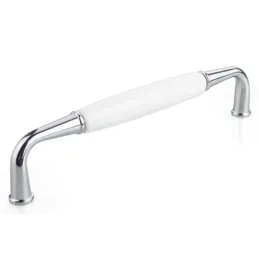 Ručka BLANCA / Sjajni krom - Bijeli porculan