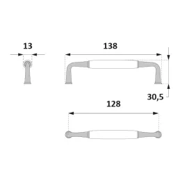 Ručka BLANCA / Staromjed - Bijela porculan