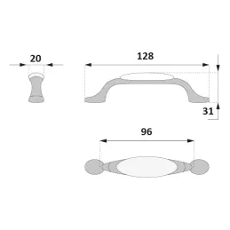 Ručka LUNAS / Staro srebrna - motiv cvijeća