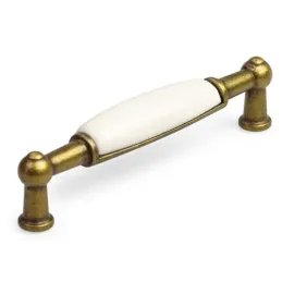 Ručka LUNAS DUO / Antički mesing - Bijelo mliječno