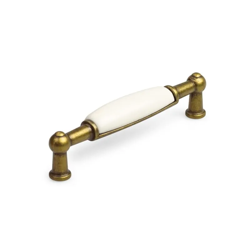 Ručka LUNAS DUO / Antički mesing - Bijelo mliječno