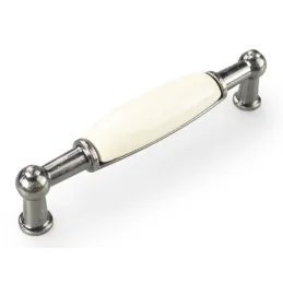 Ručka LUNAS DUO / Starosrebrna - Bijela mliječna