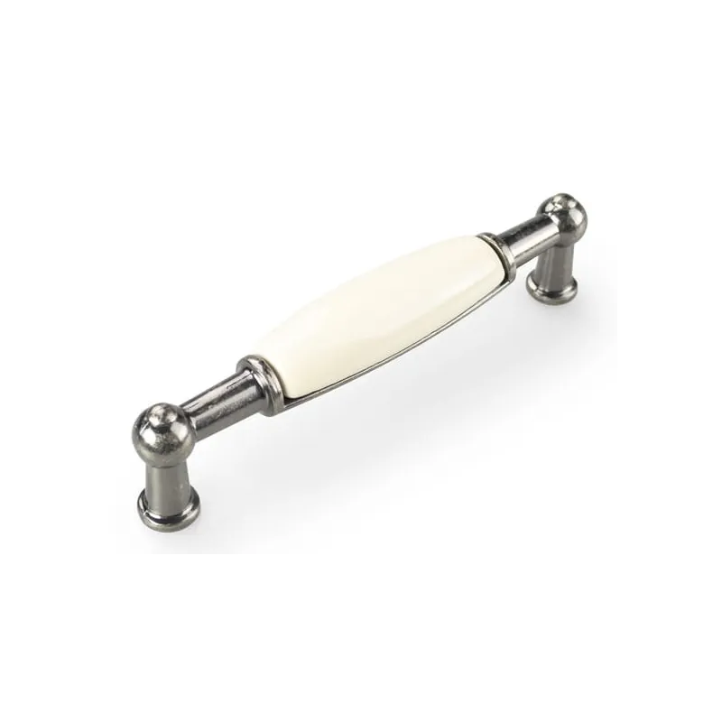 Ručka LUNAS DUO / Starosrebrna - Bijela mliječna