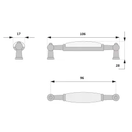 Ručka LUNAS DUO / Starinska mjedenina - cvjetni motiv