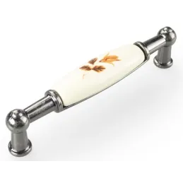 Ručka LUNAS DUO / Antičko srebro - motiv smeđi cvijet