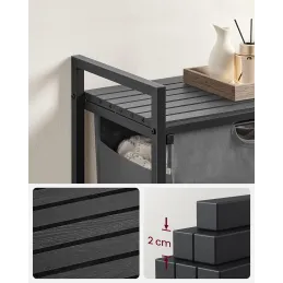 Košara za rublje METALO UNO / Crna + Antracit drvo