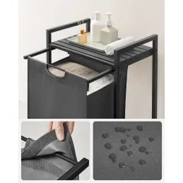 Košara za rublje METALO UNO / Crna + Antracit drvo