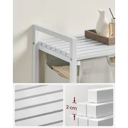 Košara za rublje METALO UNO / Bijela + bijelo drvo