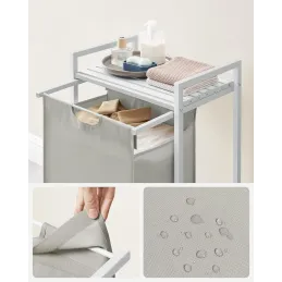 Košara za rublje METALO UNO / Bijela + bijelo drvo