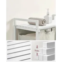 Košara za rublje METALO DUO / Bijela + bijelo drvo