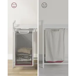 Košara za rublje METALO DUO / Bijela + bijelo drvo