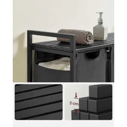 Košara za rublje METALO TRIO / Crna + antracit drvo